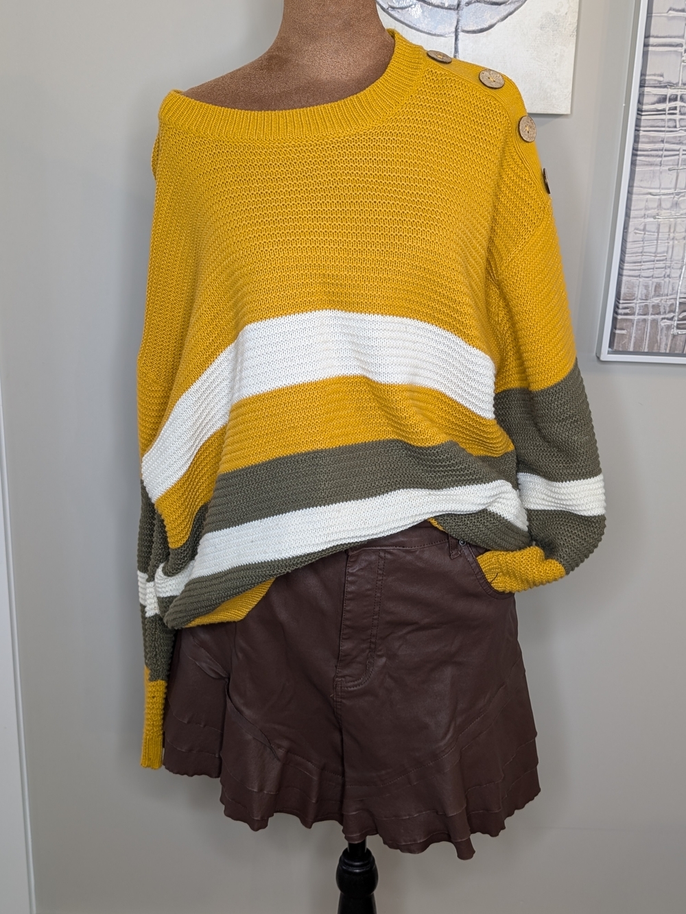 Hot Kiss Faux Leather Shorts & derek heart Sweater Combo
